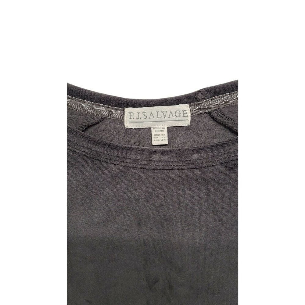 PJ Salvage Lounge plus size 3x Grey Oh My Velour Top Ribbed Cuff sleepwe… - Picture 4 of 7